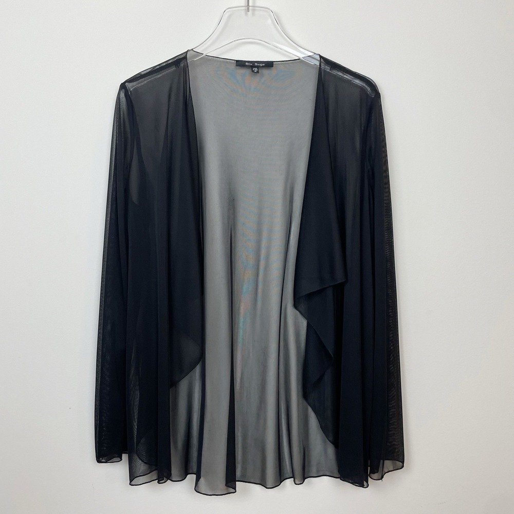 Blu Sage Sheer Open Front Sheer Cover Up Cardigan Evening Wedding Medium Draped